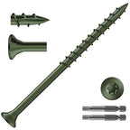 #9 x 3 Inch Deck Screws (790Pcs) 10lb. Exterior Wood Screws. Carbon Steel, Green, Flat Head, Rust Resistant epoxy Coated, with T25 Star Bit