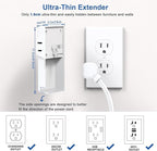 Power Strip Surge Protector with Outlet Cover, 6 AC Outlets Surge Protection, 4 USB Ports, 5ft Extension Cord, Wall Mount Flat Plug for Indoor Home Office Kitchen, White