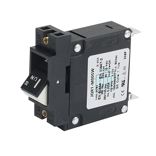 GLOSO Single Pole Miniature Circuit Breaker Manual Reset Switch Yachts Campers Caravans Control Panel M4 Screw Black Rocker 5A J1P