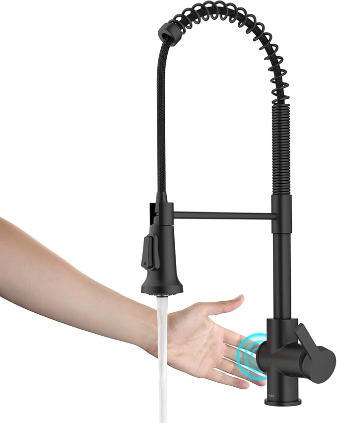KRAUS Britt Touchless Sensor Commercial Single Handle Pull Down Kitchen Faucet in Matte Black, KSF-1691MB