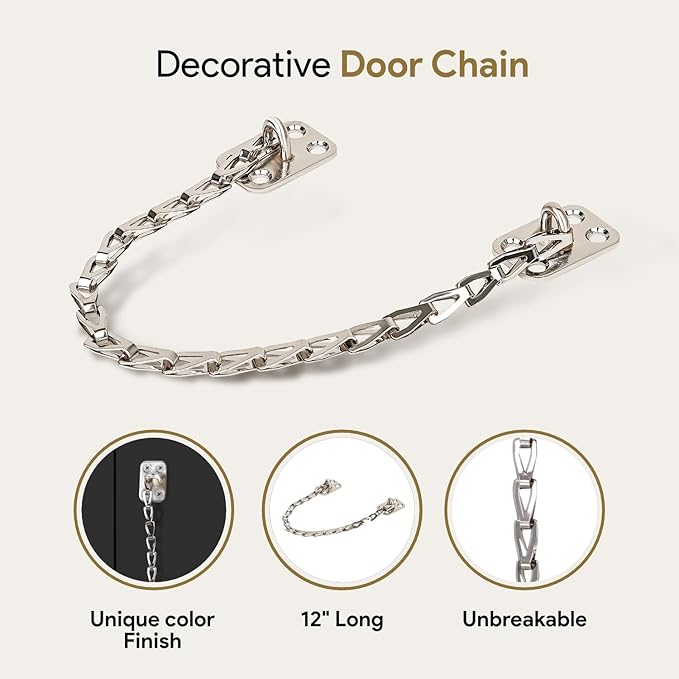 MEGA HANDLES Transom Door Chain 12-Inch, Door Chain Stopper for Transom Windows, Cabinet Door Restraint, Chain Lid Support, Durable Transom Window Hardware for Enhanced Safety - Polished Chrome