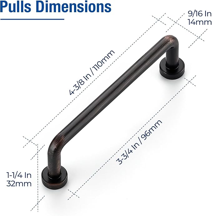 JOY DECOR Cabinet Pulls – 3-3/4 Inch Hole Center, Oil Rubbed Bronze, 20 Pack, Zinc Alloy Cabinet Handles for Drawers & Cupboard – Vintage Style Hardware for Kitchen, Bathroom, Dresser