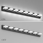 Ralbay 52inch Black Vanity Lights Fixtures 8 Lights LED Modern LED Acrylic Matte Black Vanity Lights Modern Black Bathroom Wall Lighting Over Mirror