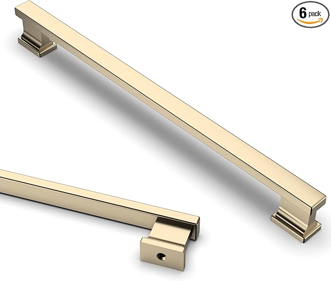 Asidrama 6 Pack 9 Inch(228mm) Brushed Brass Kitchen Cabinet Handles, Cabinet Pulls Kitchen Cabinet Hardware for Cupboard Drawer Pulls