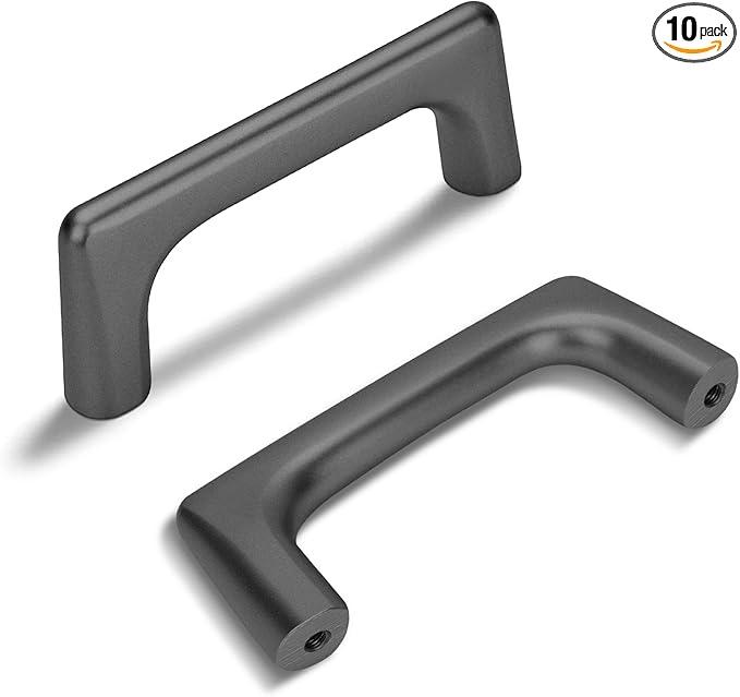 10 Pack 3 Inch(76mm) Hole Center Modern Matte Dark Gunmetal Gray Cabinet Pull Handle Timeless Vanity Drawer Pull Handle Classic Cabinet Hardware for Kitchen Bathroom, Screws Included, Gray(3x10)