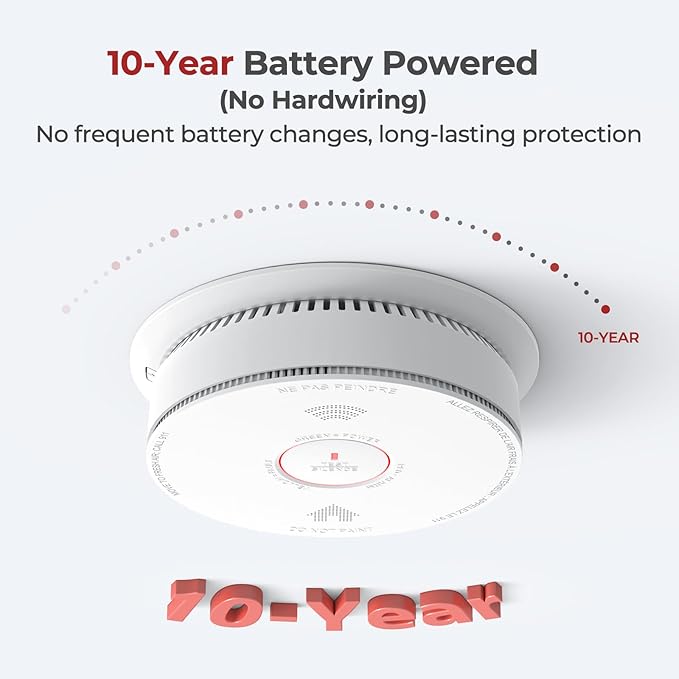 Smoke Detector Carbon Monoxide Detector Combo 10 Year Battery with Bilingual Voice Alerts,UL 217-9th Standard Fire Smoke & Carbon Monoxide Alarms for Home Standalone Model 1 Pack