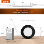 ZYC Canless LED Recessed Lighting 4 Inch 6 Pack 5CCT Ultra-Thin Downlight Lights with Night Light Mode,9W 800LM Dimmable Retrofit Wafer Recessed Ceiling Light,1800K to 5000K