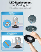 Sunco 24 Pack 5CCT Black LED Recessed Lighting 6 Inch, 2700K/3000K/3500K/4000K/5000K Selectable, Dimmable Can Lights, Baffle Trim, 13W=120W, 965 LM, Damp Rated, Retrofit Installation - UL Listed.