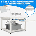 Washer and Dryer Pedestals with Pullout-Shelf - 29" W, 18" H, White Steel Universal Fit with Major Brands | Laundry Pedestal with Drain Pan & Hose | Washer Stand for Back Pain Relief, 800 lbs Capacity