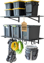 StoreYourBoard 2-Pack Heavy Duty Wall Shelves 2ft x 4ft – Wall-Mounted Garage Storage Shelving and Organization for Sheds, Closets, or Utility Rooms – Holds 200 lbs - Hammered Gray