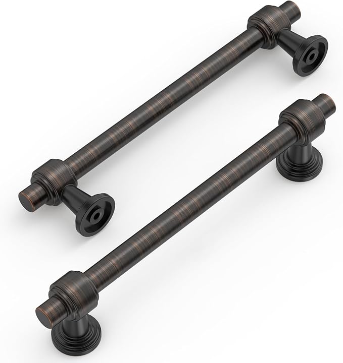 Amerdeco 10 Pack Oil Rubbed Bronze Cabinet Pulls 5 Inch(128mm) Hole Center Drawer Pulls Cabinet Hardware Kitchen Cabinet Handles for Bathroom ZH0069