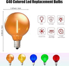5 Pack G40 Orange Led Replacement Bulbs,E12/C7 Candelabra Base,1 Watt Shatterproof Colored Bulbs for Christmas Halloween Outdoor Indoor Decor (Orange)