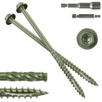 #14 x 6 Wood Structural Screws 100 Pack Hex Head Lag Screws, Rust Resistant Timber Screws for Timber/Log/Landscaping Wood (Green)