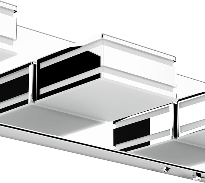 Ralbay 48inch Chrome Vanity Light for Bathroom with 5 Color Temperatures (3000K-6000K) Dimmable Stainless Steel Acrylic LED Modern Chrome Bathroom Light Fixtures (6-Light)