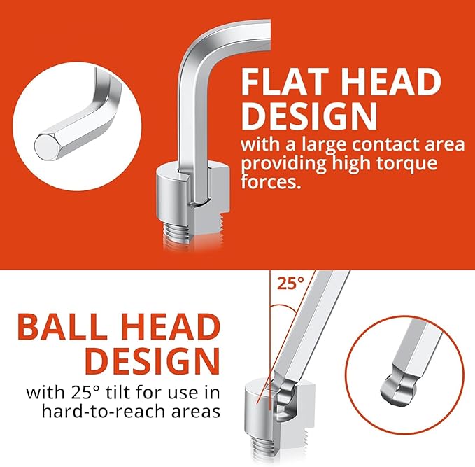 Meiwaltee Allen Wrench Set, 26PCS Metric (1.27-10mm) & SAE (0.05"-3/8") Allen Key Set, L-Hex Key Set With Long Arm Ball End,Visible Size-Marked For Bicycle - Appliance Repair, Furniture Assembly