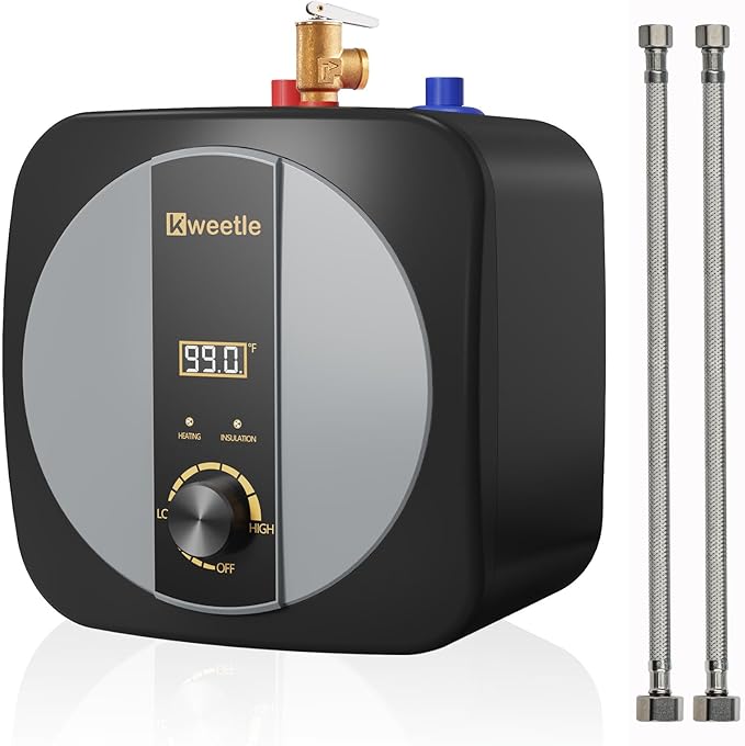 2.5 Gallons Under Sink Hot Water Heater, 110V 1500W Mini Tank Instant Water Heater With Digital Display Pressure Release Vavle Under For Bathroom Kitchen Hair Salon RV(Black)