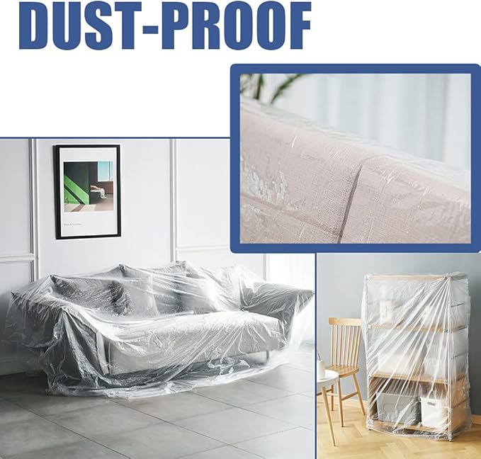 35 Pieces Plastic Drop Cloth, Multiple Waterproof Cloth Sheets for Painting, Dust-Proof and Rustproof, 35 Pieces 9x12 Feet Tarp, Furniture Cover