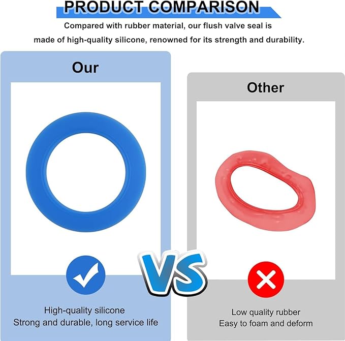 Toilet Flush Valve Seal Replacement Kit for American Standard 2 Pack Silicone Material 7301111-0070a Repair Toilet Fill Valve Seal Flapper Parts With O Rings for Champion Eljer Titan 4