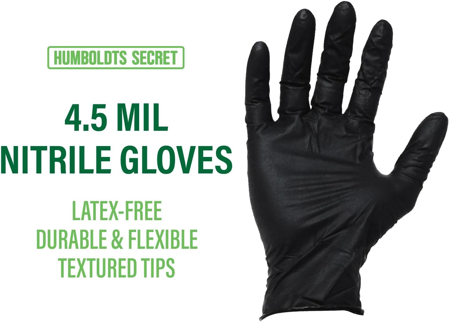 Humboldts Secret Black Nitrile Gloves Disposable Latex Free & Powder Free
