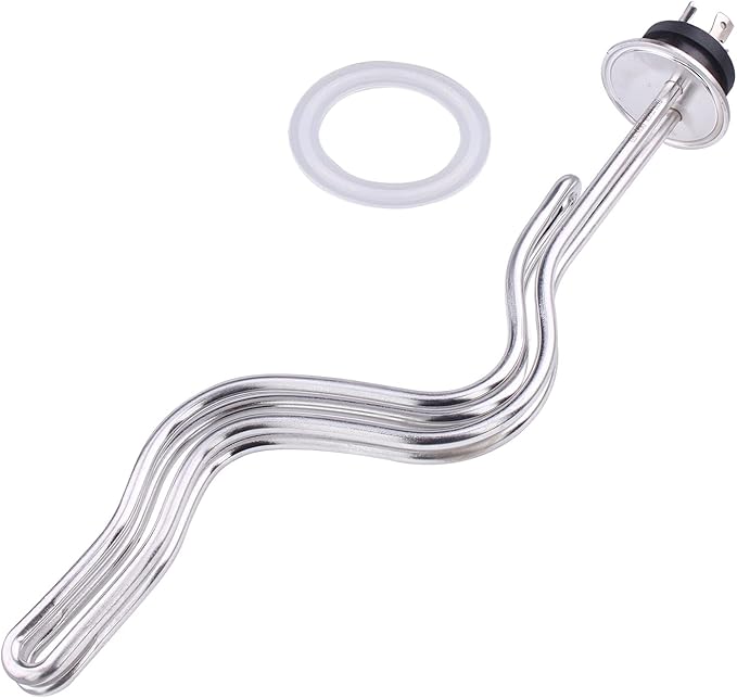 DERNORD 240V 6500W Ripple Tri-clamp Heating Element Stainless Steel Immersion Water Heater with 3-Wire Electrical Locking Plug (2 Inch Tri clamp)