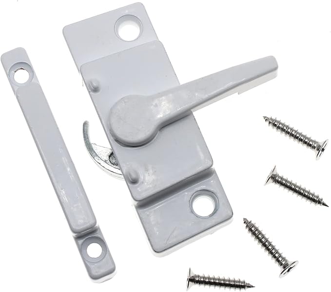 2 Pack Sliding Window Sash Locks Zinc Alloy Sash Lock White Window Locks Sliding Window Parts and Hardware Latch Lock for Double Hung Window Vertical and Horizontal Sliding Windows