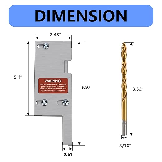 Generator Interlock Kit Compatible with General Electric Vertical Main 150 or 200 Amp Panels, 2 1/2 to 3 1/2 Inches Spacing Between Main and Branch Breaker (GE-200VL)