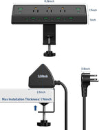Jgstkcity 90W Desk Clamp Power Strip,12 USB Ports (6 PD 45W USB-C),Surge Protector,ETL Listed Power Hub Extension Cord,Fast Charging Station for Home Office Desk Edge Mount (Black,12 USB-90W)