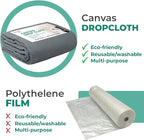 Canvas Drop Cloth for Painting 9x12 feet Pack of 2-8oz Painters Drop Cloths for Painting - All Purpose Canvas Tarps for Floor & Furniture Protection - Recycled Cotton Fabric