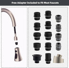 Hibbent Pull Down Spray Head for Kitchen Faucet, NSF/ANSI/CAN 61 & CUPC Certified 3-Function Spray Nozzle, 15 Adapters, Sink Faucet Head Replacement Compatible with Moen, Delta, Kohler, Brushed Nickel