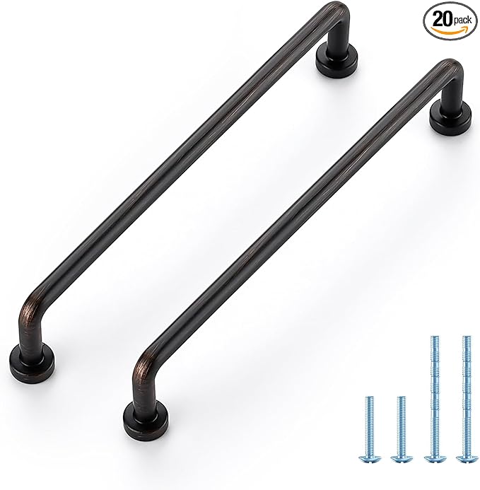 JOY DECOR Cabinet Pulls – 6-1/4 Inch Hole Center, Oil Rubbed Bronze, 20 Pack, Zinc Alloy Cabinet Handles for Drawers & Cupboard – Vintage Style Hardware for Kitchen, Bathroom, Dresser