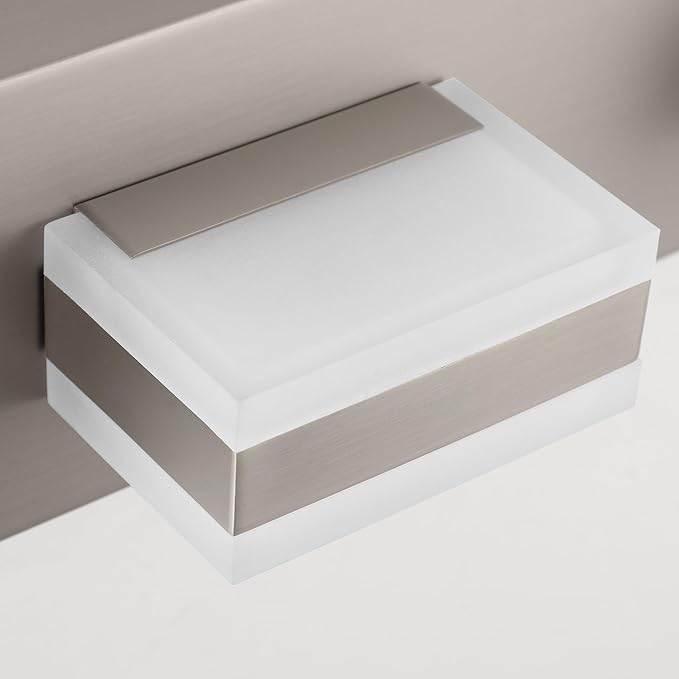 SOLFART Bathroom Light Fixtures Brushed Nickel Vanity Lights for Bathroom Above Mirror, 8 Light Led Lighting Fixture, Nickel Vanity Light, 61 Inch Vanity Light Over Mirror