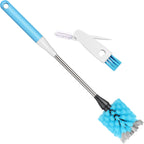 2-in-1 Water Bottle Brush, 14.5-inch Long-Handled Cleaning Brush, Kitchen Scrubber, Lid Cleaner, Suitable for Water Bottles, Cups, Glasses, Baby Bottles, Blue