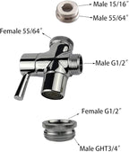 All Brass Faucet Diverter Valve with Aerator, Sink to Garden Hose Diverter Adapter, for Bathroom/Kitchen Sink Faucet Connection Portable Washing Machine/Dishwasher (G1/2 * 3/4", Chrome)
