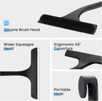 10.7“ Wide All-Purpose Shower Squeegee for Glass Doors, Squeegee for Shower Glass with Hook, Window Squeegee for Home, Small Squeegee for Shower, Bathroom, Car Glass, Mirror