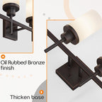 Bathroom Light Fixtures 4-Light Bathrom Vanity Lightings with White Frosted Glass Shade, Oil Rubbed Bronze Wall Lamps Over Mirror T001ORB-L4