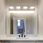 LED Vanity Light Fixture for Bathroom, 4-Light Brushed Nickel Bathroom Light Over Mirror, Modern Vanity Lighting Wall Light Fixtures