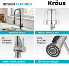 KRAUS Britt 2-in-1 Commercial Style Pull-Down Single Handle Water Filter Kitchen Faucet for Reverse Osmosis or Water Filtration System in Matte Black, KFF-1691MB