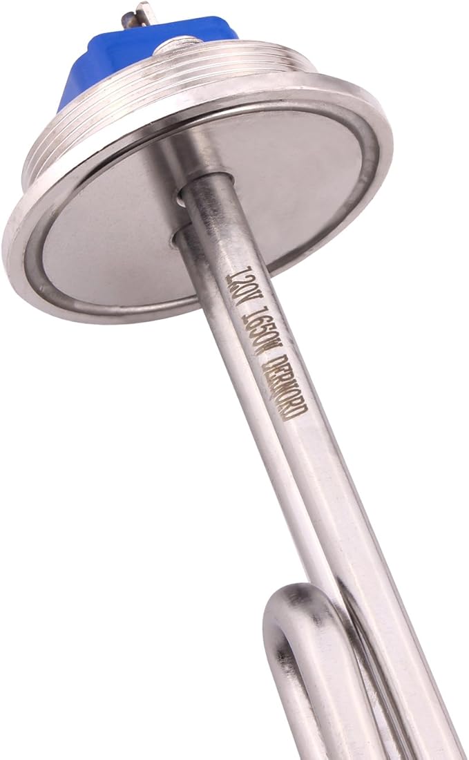 DERNORD 2 Inch (OD64) Tri-clamp 120V 1650W Foldback Heating Element Electric Water Heater with Low Watt Density