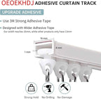 Self Adhesive Curtain Track Ceiling Or Wall, No Drill Curtain Rod, Adhesive Curtain Rod For Windows Cabinet Closet Bathroom Shower Curtain (32 Inch) (32 Inch)