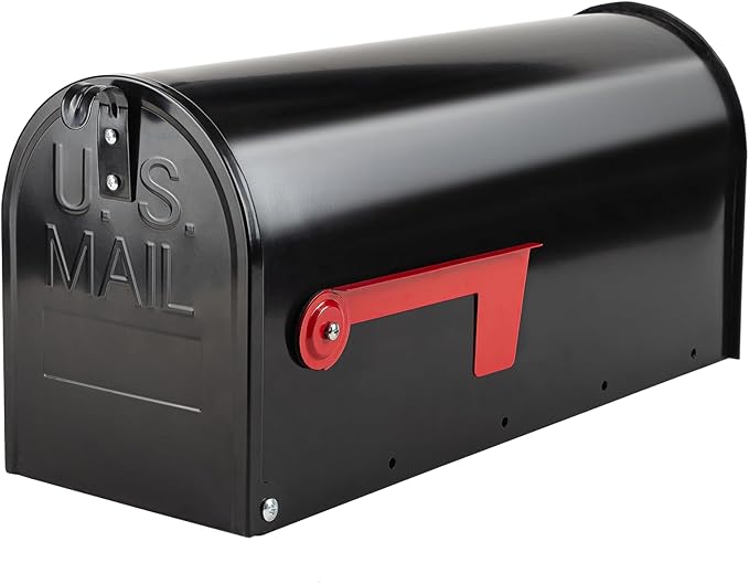 Black Metal Mailbox, Galvanized Steel Outside Mailboxes, Standard Medium Capacity, 20 x 8.7 x 6.7 Inches