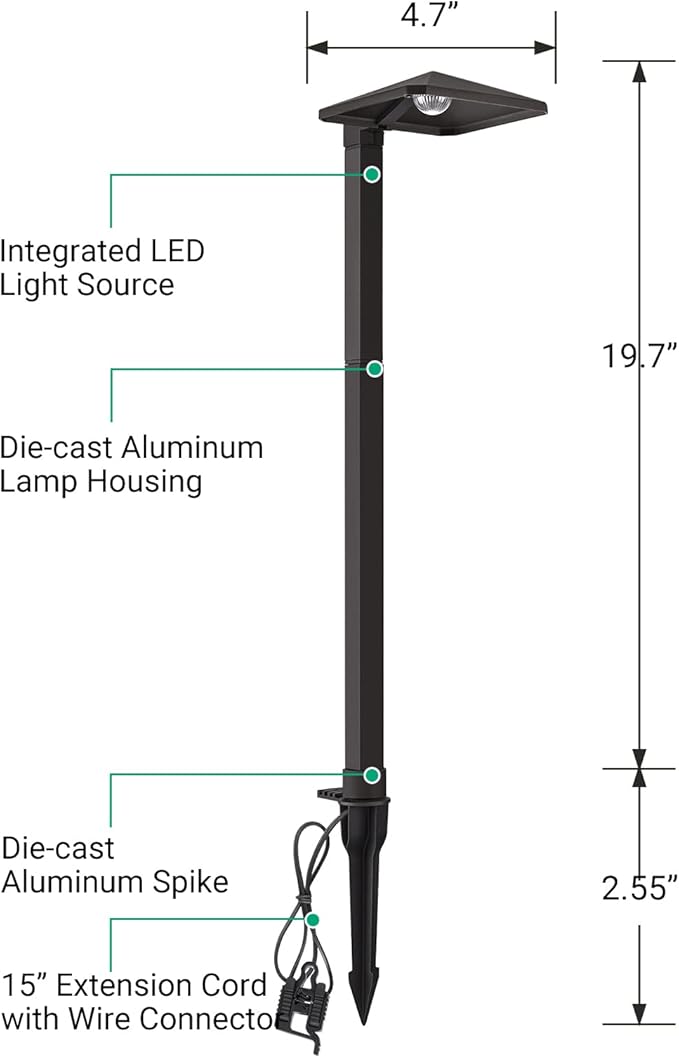 EDISHINE Pyramid Low Voltage Landscape Lighting, 3W 230LM 3000K 50,000 Hrs Waterproof LED Pathway Lights Wired, 12V Electric Outdoor Landscpae Path Light with Connectors, Aluminum Housing