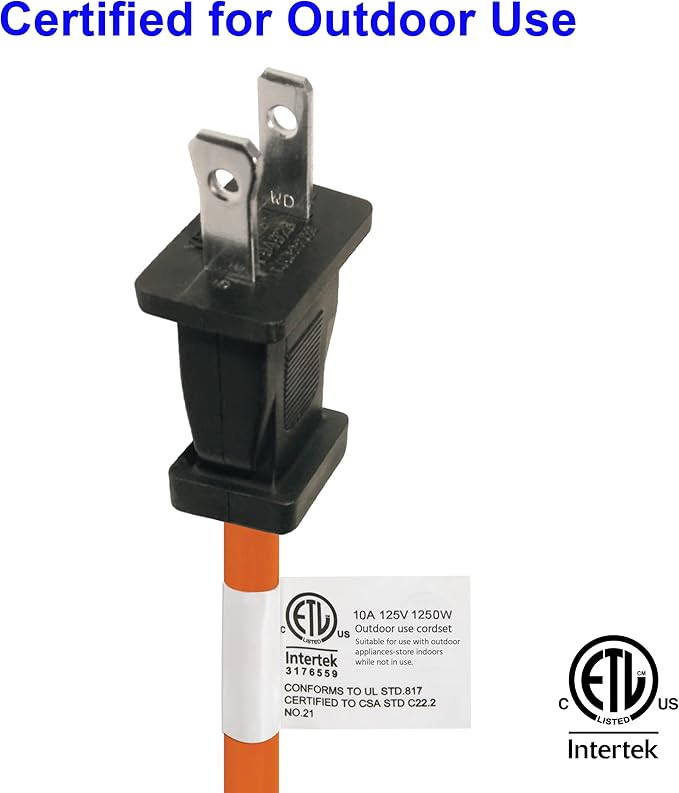 Clear Power 16 Gauge 3Prong Cords (16/2-2-Prong Polarized, Orange, 100 ft)