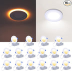 CycevSun 16 Pack 4 Inch LED Recessed Lights with Night Light - Canless Ultra Thin Wafer Downlight Soffit, Dimmable & 5 Color Temperature Selectable, 9W, ETL & Energy Star