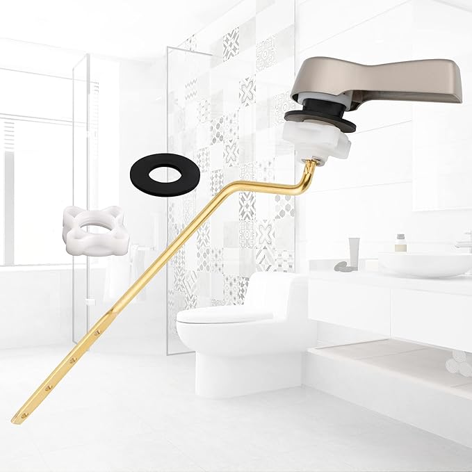 2 Pack Universal Side Mount Toilet Handle Angle-Mount Adjustable Trip Lever Tank Flush Lever Replacement Handle with 2 Pieces Stainless Steel Flapper Chains for Most Toilets - Brushed Nickel