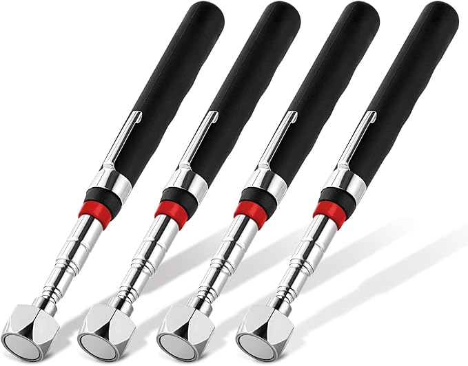 4 Pieces 20LBs Telescoping Magnetic Pickup Tool, with Pen Clip Design, Magnet Stick Rod Extendable 7" to 30.5" for Men, Birthday, Father's Day, Christmas Gift