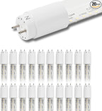 20 Pack 4FT LED T8 Type A+B Tube Lights, 24W, 5000K, Single or Double End Powered, Plug and Play or Ballast Bypass, 4 Foot T10 T12 Fluorescent Bulbs Replacement, Clear Cover