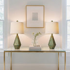 PoKat 20.25" Vintage Table Lamps Set of 2 for Night Stands, Modern Bedside Lamps for Bedroom Living Room, Farmhouse Bedroom Lamps for End Table, Suitable for Small Place, Retro Blue and Green