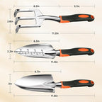 LASZOLA 3 Piece Garden Tool Set Include Hand Trowel Rake and Transplant Shovel for Women, Indoor Heavy Duty Small Spade Kit with Ergonomic Handle to Weed and Loosen, for Mom and Plant Beginner, Orange