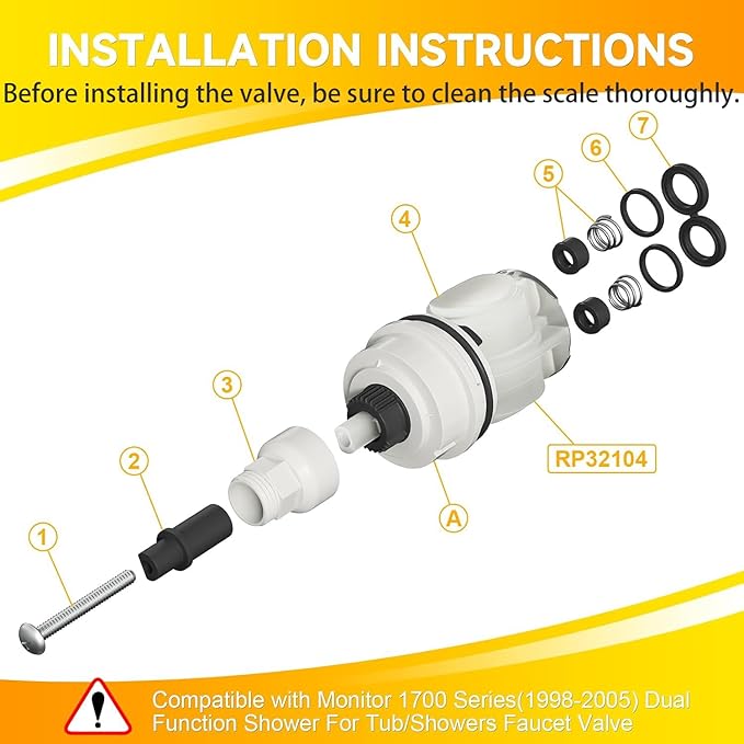 RP32104 Delta Cartridge Replacement for Delta 1700 Series Cartridges (1998-2005) Compatible with Delta Monitor 1500/1700 Series up to 2006 Delta Shower Cartridge Replacement