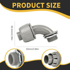 Conduit Connectors, 3/4 Inch Liquid Tight Connector NPT Non-Metallic for PVC Electrical Flexible Conduit Fittings, 90 Degree, UL Listed for Home Outdoor Tubes Tools, Grey (48-Pack)